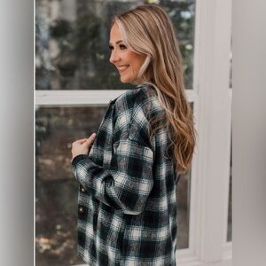 Hunter green and black plaid jacket from Pulse Boutique